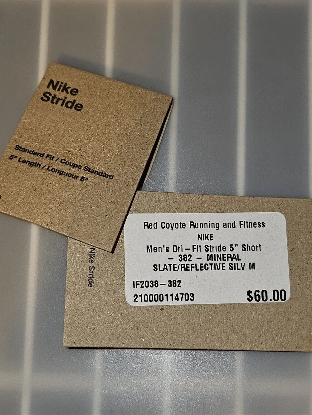 NWT Nike Stride Dri-Fit Running Shorts w/ Built-in Briefs in Mineral Slate (M)